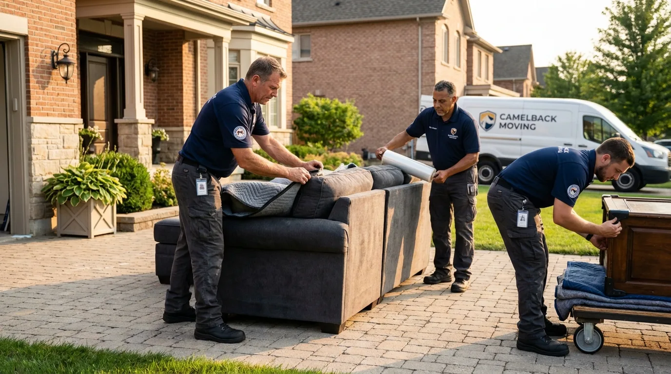 Large estate moving crew wrapping furniture in Richmond Hill, GA
