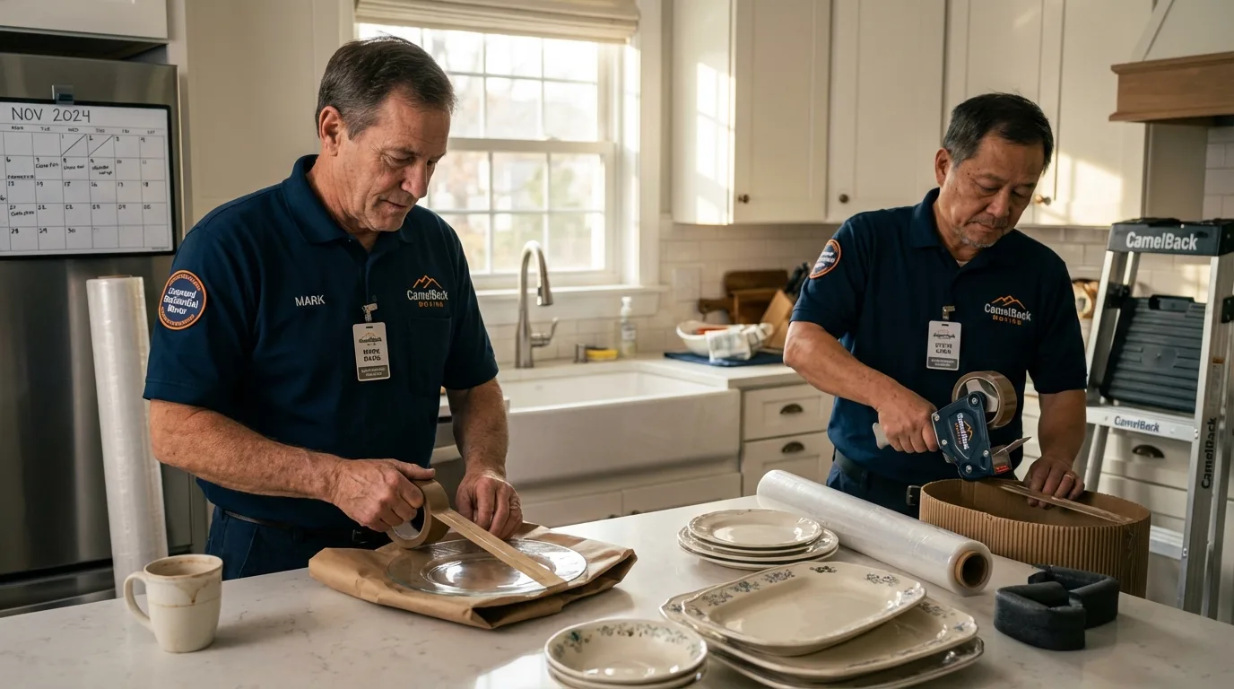 Professional crew packing kitchen dishware in Richmond Hill, GA